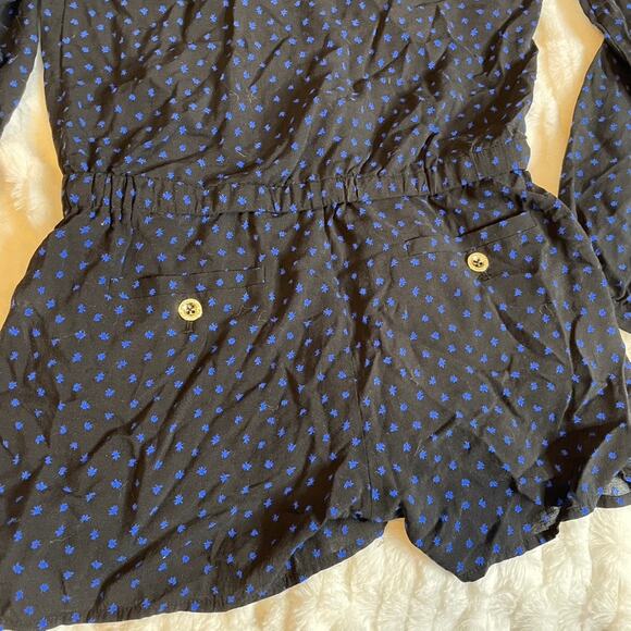 JUICY COUTURE Longsleeve Navy Romper Jumpsuit Extra Small Wrap Top Blue Star - Picture 6 of 6